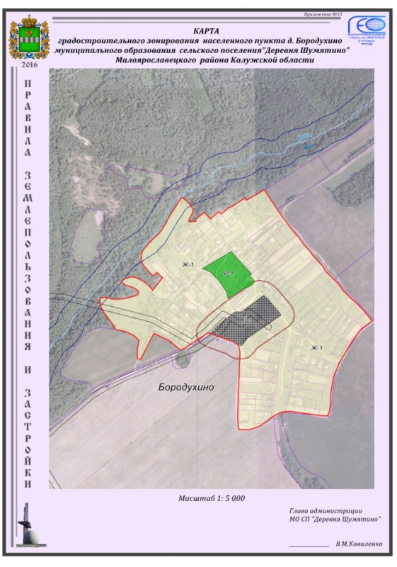 Карта градостроительного зонирования населенного пункта д. Бородухино